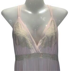 Gilead Women's Size 36 Pink Peignoir Set Romantic Cream Lace Babydoll Nightgown